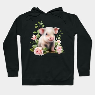 Cute piglet with flowers Hoodie